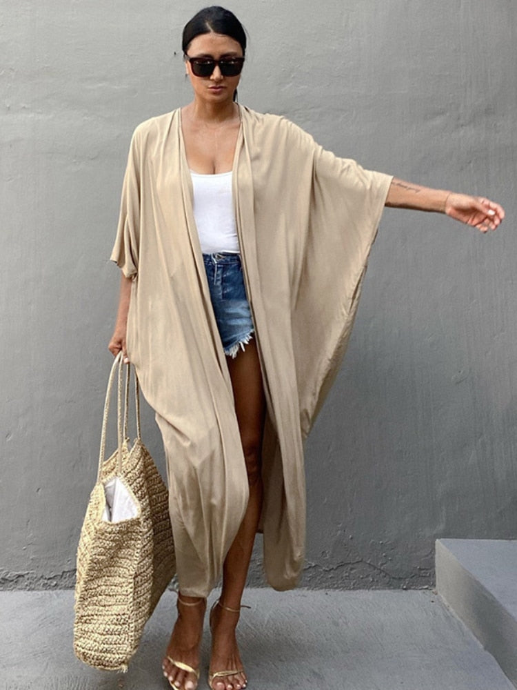 YouKD Zomer Lange Kaftan Boheemse Strand Kimono Badpak Cover Up Plus Size Jurk voor Vrouwen, B Dark Blue Brown, Eén maat YouKD Zomer Lange Kaftan Boheemse Strand Kimono Badpak Cover Up Plus Size Jurk voor Vrouwen, B Dark Blue Brown, Eén maat