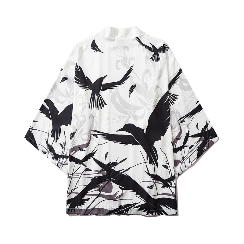 Japanese Cat Print Kimono Cardigan