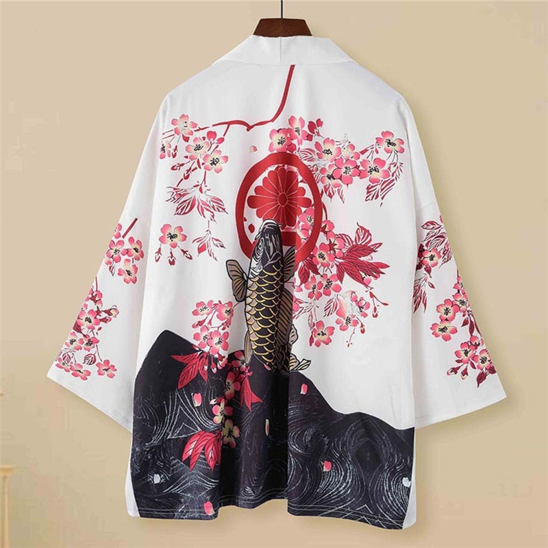 Japanese Cat Print Kimono Cardigan