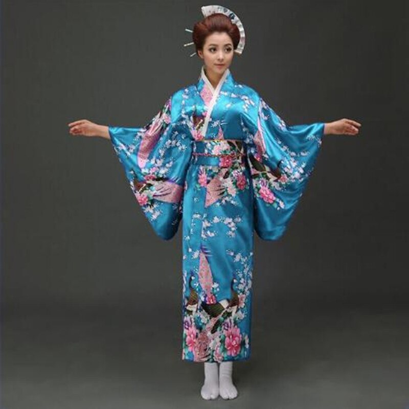 Japanese Kimono Robe with Floral Print Design