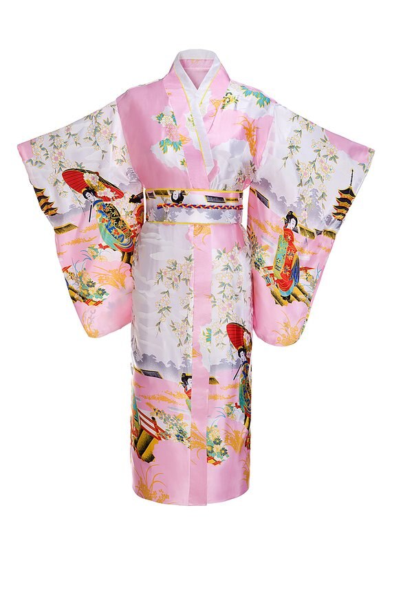 Japanese Kimono Robe with Floral Print Design