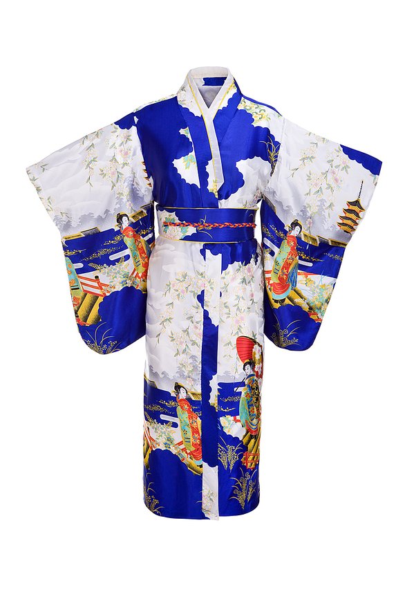 Japanese Kimono Robe with Floral Print Design