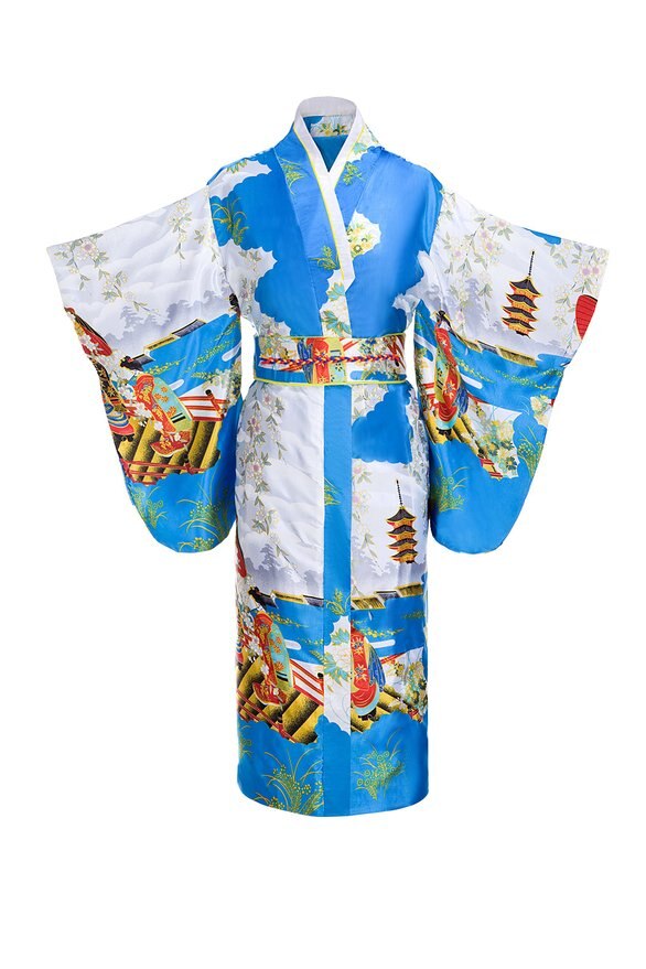 Japanese Kimono Robe with Floral Print Design