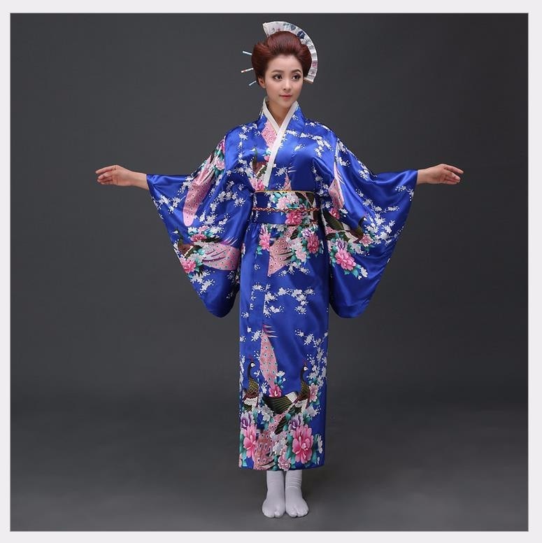 Japanese Kimono Robe with Floral Print Design