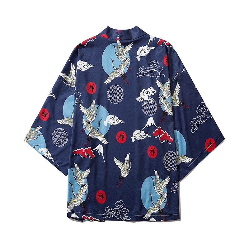 Japanese Cat Print Kimono Cardigan